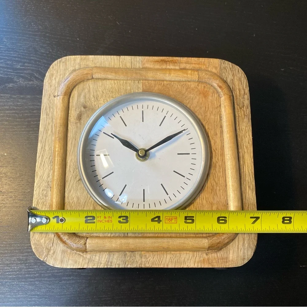Wooden Square Table Clock 7”x7” - Picture 2 of 10